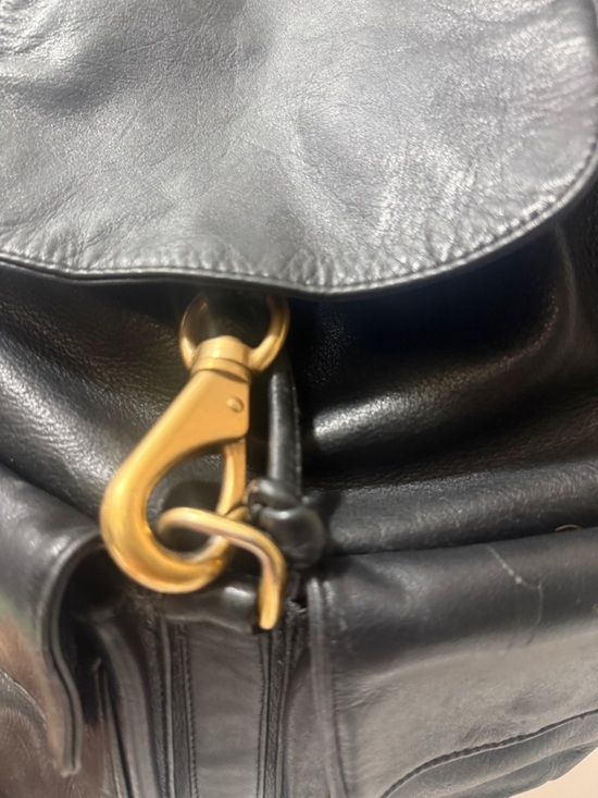 LAUREN ALEXANDRA Black Leather Backpack with Gold Hardware all is leather bag main image 7